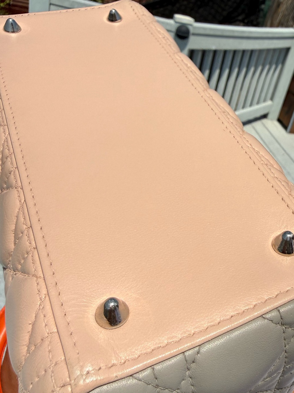 PRISTINE Christian Dior Medium Lady Dior Tricolor Lambskin Bag - Pink/Orange - Picture 7 of 13